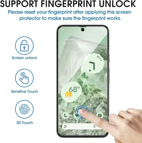 Miniatura 3 de amFilm Paquete de 3+1 protector de pantalla para Google Pixel 8 de vidrio templado de 6.2 pulgadas, compatible con huellas dactilares ultrasónicas