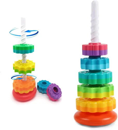 LUCKFUTURE Juguetes giratorios apilables, juguetes educativos para niños pequeños, anillos apilables juguetes para bebés, juguetes Montessori para