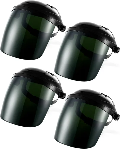 Miniatura 16 de Tellegloww 4 protectores faciales de seguridad transparentes para moler y cortar, ligero, resistente a los impactos con trinquete ajustable, máscara