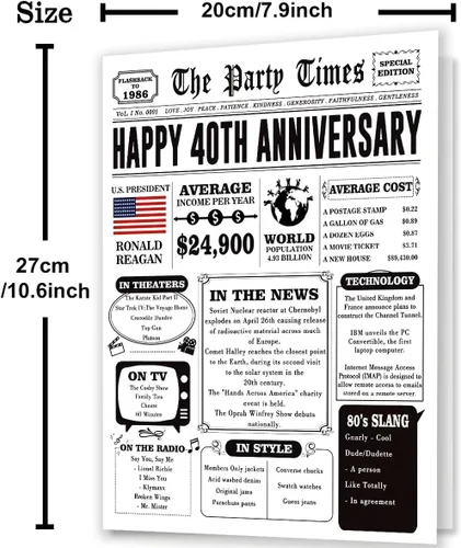 Miniatura 3 de Missonemi Tarjeta de regalo de 40 aniversario para mujeres y hombres, tarjeta jumbo de 40 aniversario de boda, ideas de regalo para abuelo, abuela