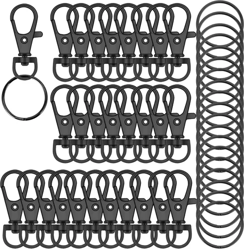 Miniatura 9 de HXSEMAYIG 100 piezas de ganchos para llavero con anillos de llavero, cierres de langosta giratorios de metal, para clip de llavero, manualidades