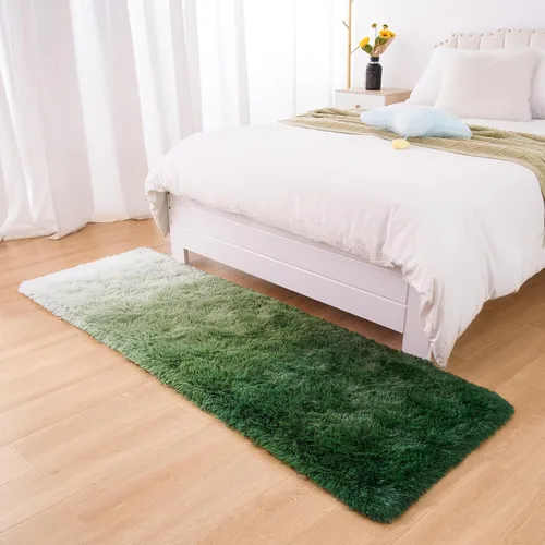 Miniatura 7 de DweIke Alfombras peludas de lujo para dormitorio, 2 x 6 pies, alfombra de pasillo esponjosa para niñas y niños, antideslizante, extra cómoda