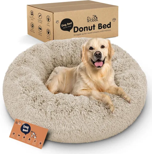 Miniatura 29 de Cama para perros con forma de dona, comodidad prémium para aliviar la ansiedad, diseño esponjoso y calmante con soporte ultra afelpado, acogedora