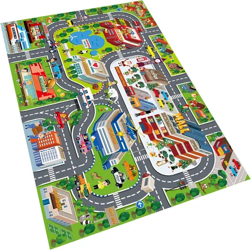 Oriate Tapete de Sueños para Niños Tapete de Juego de Actividades de Juguete de Ciudad Moderna, Alfombra de Mapa de Juego de Interacción Padre-Hijo,