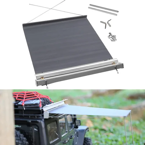 Miniatura 7 de 8.6 x 8.6 pulgadas RC Car Simulation Side Car Roof Top Tent Rain Canopy Accesorio de decoración compatible con Traxxas TRX4 Axial SCX10 Tamiya Arrma