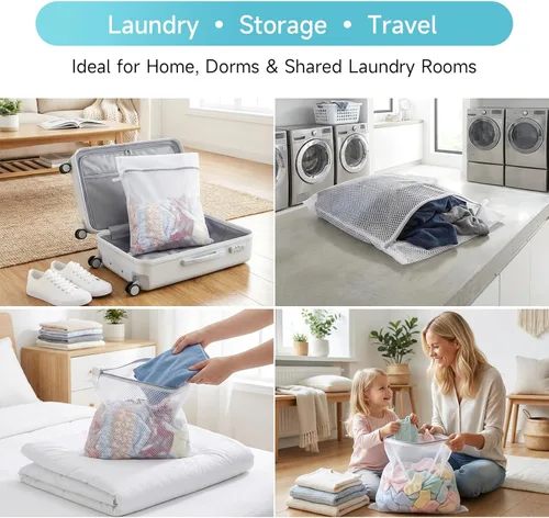 Miniatura 6 de GOGOODA Bolsa de malla para ropa delicada, juego de 2 bolsas de lencería para lavadora, ideal para lavandería, medias, blusas, ropa