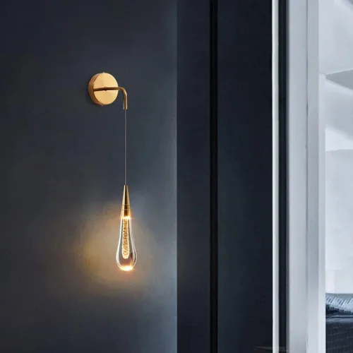 Miniatura 7 de Lámpara de pared para cabecera de dormitorio, moderno aplique de pared LED de cristal de 5 W con kit de metal plateado, lámpara de ambiente