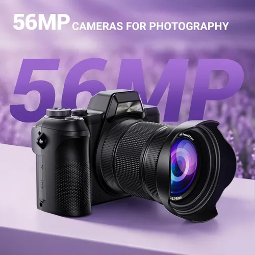Miniatura 2 de Cámara digital, FHD 4K Cámara digital de apuntar y disparar con zoom de 16X antivibración, cámara pequeña compacta de 48 MP con tarjeta de 32 GB