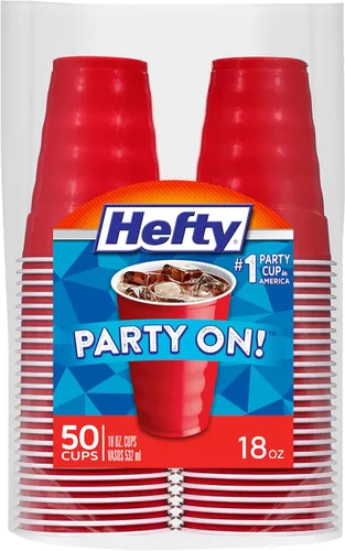 Miniatura 9 de Hefty - Vasos desechables de plástico rojos, 9 onzas, 50 unidades (paquete de 12), 600 en total