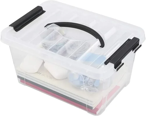 Miniatura 6 de Pekky Caja de almacenamiento de 6 cuartos de galón con asa y pestillo de diseño fresco, cubo organizador de juguetes pequeño, juego de 2