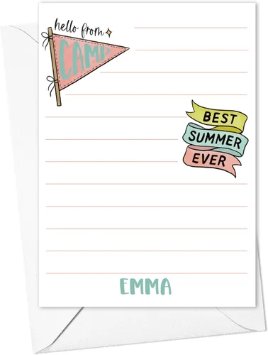 Miniatura 7 de Sleepaway - Tarjetas planas forradas para campistas, papelería para campamento de dormir para niños y niñas, juego de 10 tarjetas y sobres
