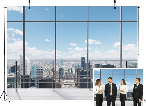 Miniatura 8 de Fondo de tela de 5 x 3 pies, para ventana de oficina, decoración moderna de casa, ventana, fondo de foto, tapiz para zoom, reuniones