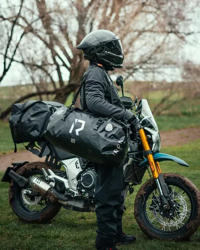 Miniatura 2 de IRON JIA'S Bolsa Seca para Motocicleta – Bolsa de Lona Impermeable y Bolsa Trasera de Equipaje, Bolsas de Sillín con Cierre Superior Enrollable
