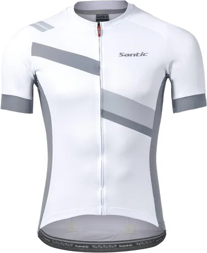 Miniatura 5 de Santic Camiseta de ciclismo para hombre, manga corta, camiseta de ciclismo de carretera, con cremallera completa, UPF 50+, MTB con bolsillos