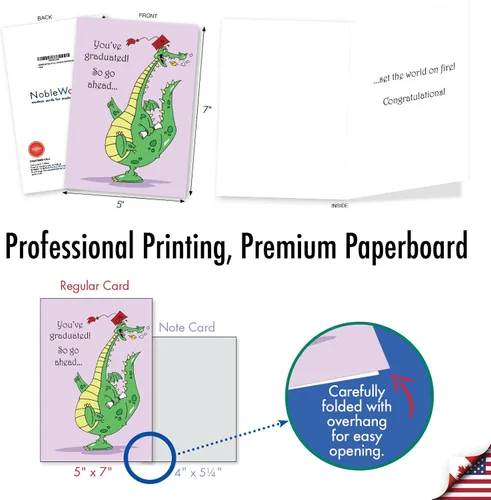 Miniatura 4 de Paquete de NobleWorks de 3 tarjetas de graduación hilarantes (Graduado) con sobres (1 diseño, 3 cada una) Dragón Graduado C3557GDG-C3x1
