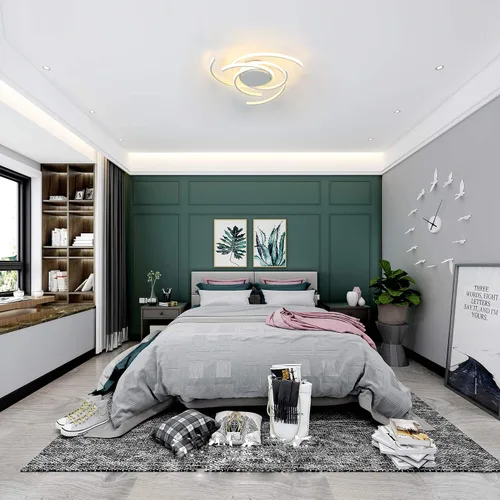 Miniatura 2 de Lámpara de techo LED regulable para sala de estar, moderna lámpara de techo de flores con control remoto, lámpara colgante para comedor, lámpara