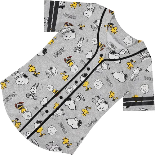 Miniatura 6 de Peanuts Ladies Snoopy Baseball Jersey Snoopy Charlie Brown, Woodstock, Linus Mesh Button Down Baseball Jersey