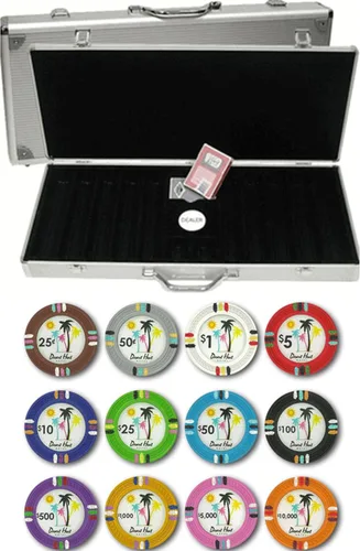 Claysmith Desert Heat - Juego de póquer de arcilla con 500 fichas de 14 gm, con estuche de aluminio, elige fichas