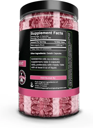 Miniatura 2 de PURE ORIGINAL INGREDIENTS Raíz de remolacha (730 cápsulas) sin magnesio o rellenos de arroz, siempre puro, verificado por laboratorio