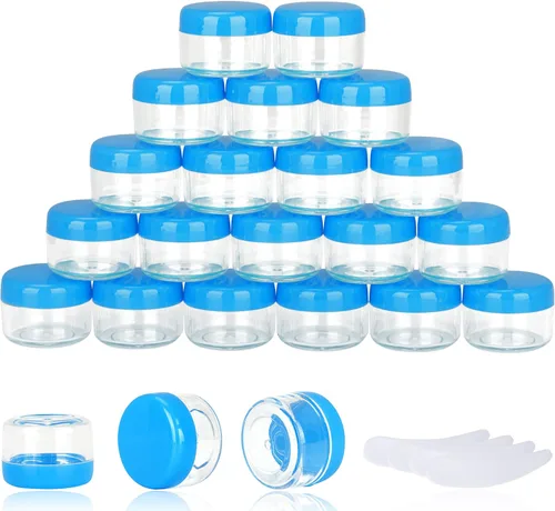 Miniatura 21 de 100 piezas de 5 gramos Envases de muestra, tarros vacíos de 5 ml con tapas, envases cosméticos pequeños, tarros de muestra mini con 8 piezas de mini