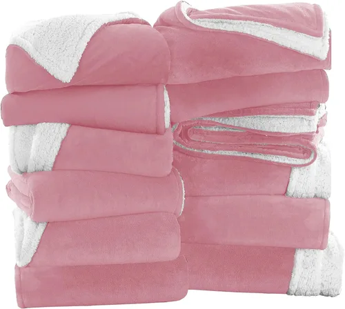 Miniatura 63 de MOONLIGHT20015 Mantas Sherpa de color rosa bebé tamaño King para cama – Paquete al por mayor de 9 mantas Sherpa – Manta suave y esponjosa
