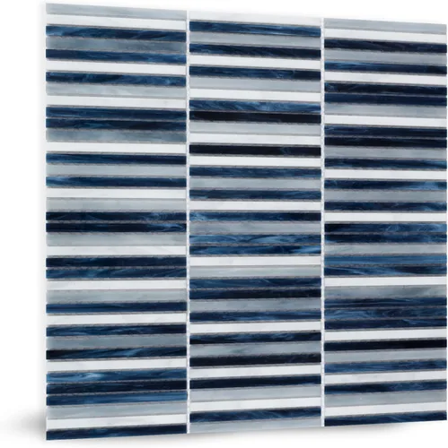 Azulejo de mosaico de vidrio para salpicaduras deslumbrante azul blanco de 12 x 12 pulgadas para cocina, baño y ducha (paquete de 5, 5 pies