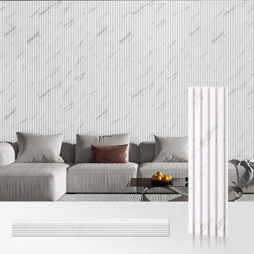 Miniatura 15 de OUZUGIE WPC Paneles de Pared de Rejilla Acústica, Paquete de 8 Paneles de Pared 3D de 114 x 6 Pulgadas para Decoración de Paredes Interiores, Sala