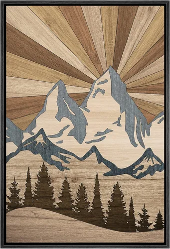 Miniatura 42 de IDEA4WALL Lienzo enmarcado para pared, decoración occidental, collage de polígonos de diamantes, paneles geométricos abstractos de madera, arte