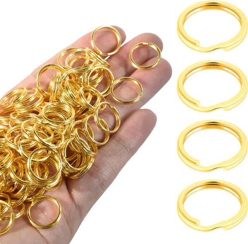 Miniatura 7 de 300 llaveros pequeños dorados de 1/2 pulgada, anillos divididos de doble bucle, mini llavero de metal para llavero, etiqueta de collar de mascotas