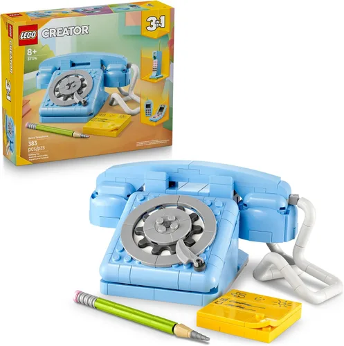 LEGO Creator 31174 - Teléfono retro 3 en 1 para niños, decoración del hogar para dormitorio o habitación de los niños, juguete de construcción y