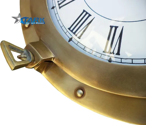 Miniatura 3 de Antiguo 9 pulgadas de latón macizo navegación náutica marina de pared de latón ojo de buey reloj montado en la pared de latón mejor para regalo