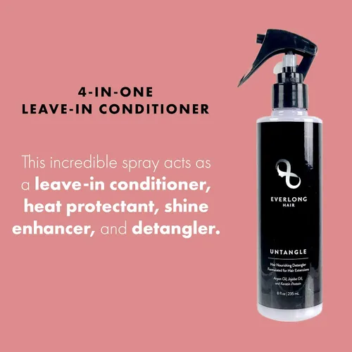 Miniatura 3 de everlong Acondicionador desenredante desenredante desenredante para extensiones de cabello y pelucas, impregnado con proteína de queratina, aceite