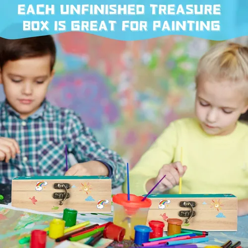 Miniatura 7 de Tuanse 12 cajas de madera sin terminar con tapa con bisagras, pequeña artesanía sin pintar, caja de almacenamiento rectangular de regalo del tesoro