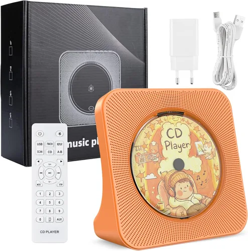 Miniatura 14 de Gueray Reproductor de CD portátil, reproductor de CD Kpop Bluetooth para escritorio con altavoz de sonido de alta fidelidad, radio FM, reproductor