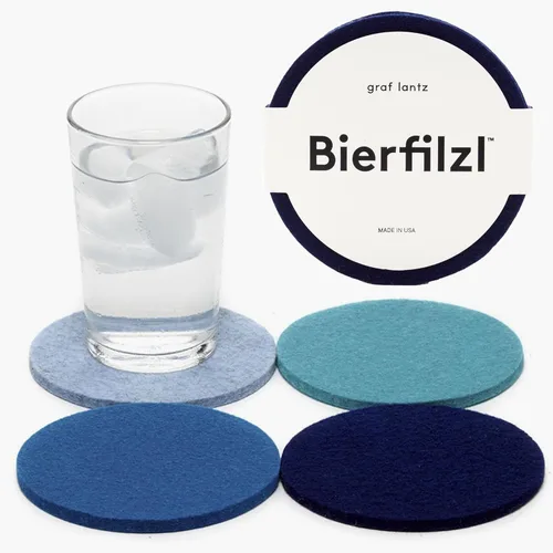 Miniatura 41 de Graf Lantz - Juego de 4 posavasos redondos de lana de merino Bierfilzl - Negro (círculos de 10 cm) - Absorbe el 30% del peso - Lana alemana