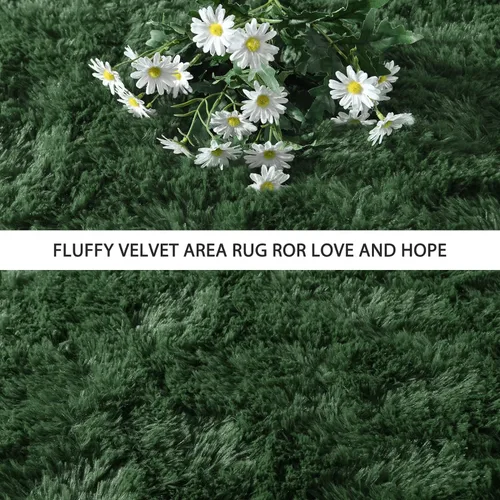 Miniatura 4 de Pettop Alfombra de Área Esponjosa Verde Profundo para Dormitorio Sala de Estar, 3x5 Pies Alfombras Shaggy de Felpa Super Suaves y Peludas para Niñas
