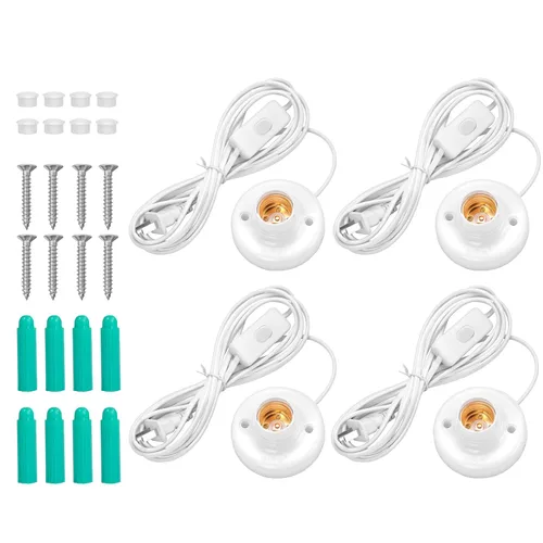 Miniatura 9 de 1 enchufe de luz de 9.84 pies con cable E26/E27 con interruptor de encendido/apagado, extensión de cable de luz colgante, para iluminación