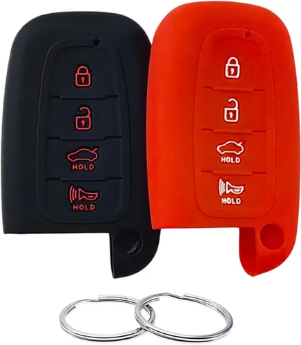 Miniatura 10 de REPROTECTING Funda de Llavero de Goma de Silicona Compatible con Hyundai Azera Elantra GT Equus Genesis Santa Fe Tucson Veloster Veracruz Kia Forte