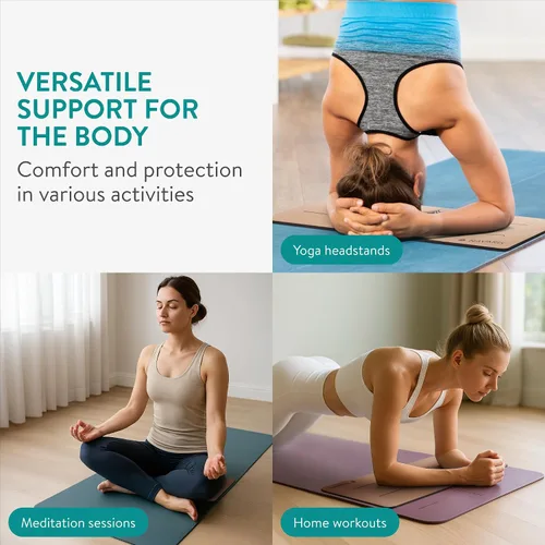 Miniatura 6 de Navaris Rodillera de corcho para yoga, antideslizante para esterillas de ejercicio, 0.2 pulgadas (0.236 in), acolchado extra grueso para pilates