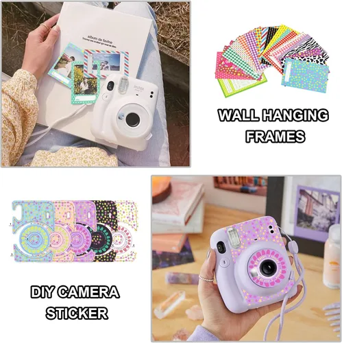 Miniatura 8 de CAIYOULE Fujifilm Instax Mini 11 - Kit de accesorios para cámara con funda protectora, mini álbum, marcos, adhesivo y filtro de bricolaje