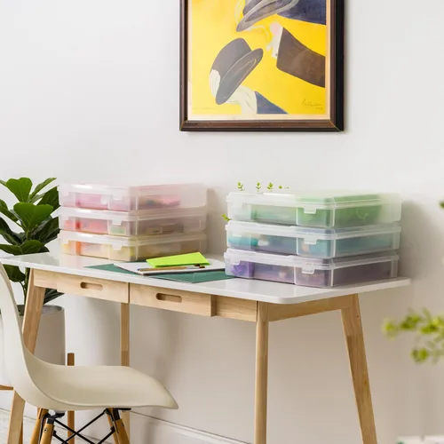 Miniatura 6 de IRIS USA - Paquete de 6 cajas de almacenamiento transparente de plástico para papel de álbumes de recortes de 12 x 12 pulgadas, organizadores