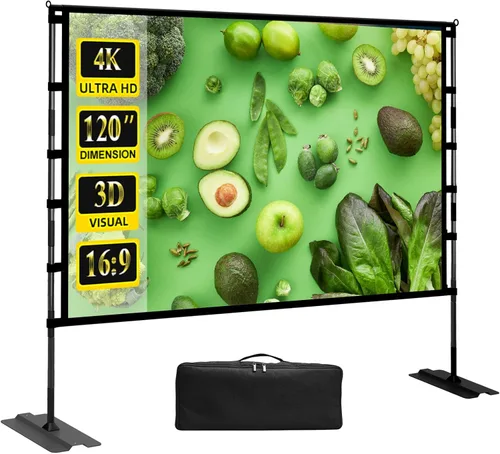 Pantalla de proyector de alta resistencia, pantalla de proyección portátil de 120 pulgadas, pantalla de proyección frontal 4K HD 16:9, pantalla de
