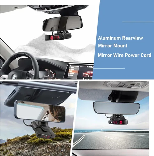 Miniatura 2 de SDSACZMU Soporte para Detector de Radar, Soporte de Montaje de Radar de Varilla de Espejo Retrovisor + Kit de Cable de Alimentación de Cableado