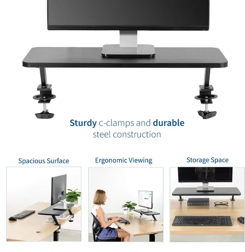 Miniatura 3 de VIVO Estante de escritorio ergonómico pequeño de 26 pulgadas, soporte elevador para monitor de computadora, organizador de escritorio con capacidad