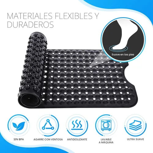 Miniatura 5 de Alfombrillas para bañera y ducha, 40x16 pulgadas extra grandes, antideslizantes, suaves, para bañera con ventosas y agujeros de drenaje