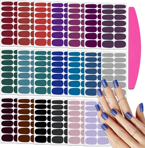 Miniatura 8 de 20 hojas de calcomanías de esmalte de uñas de Navidad, envolturas completas para mujeres, tiras de gel autoadhesivas de manicura con lima de uñas