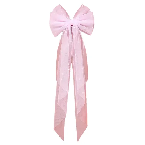 Miniatura 9 de Clip de velo de velo para novia, horquillas de velo con pinzas para el cabello con lazo de malla de perlas (negro)