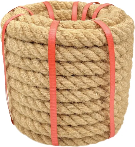Cuerda de Cáñamo Natural (1 pulgada x 50 pies) Cuerda de Manila Trenzada Cuerda de Yute Gruesa para Manualidades, Cuerda de Columpio de Porche,
