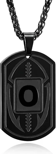 Miniatura 64 de Graduation Gifts - Football Initial Necklace for Men Boys Kids Teen Dog Tag Stainless Steel Black Letter Pendant Sport Football Athletes Jewelry