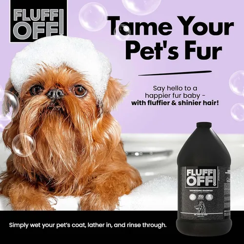 Miniatura 3 de ¡Fluff Off! by Girl With The Dogs, Champú Natural Antishedding para Perros y Gatos, 1 Galón, Hecho en EE.UU., 8 Semanas+